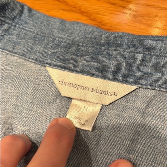 Christopher & Banks Blue Button Down Shirt - Picture 2 of 5